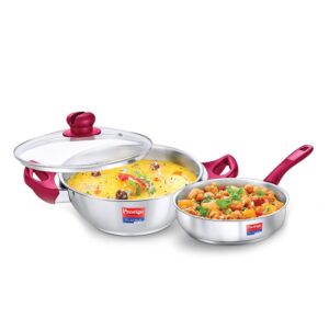 Prestige Stainless Steel 2 Pc Cookware Set with Glass Lid