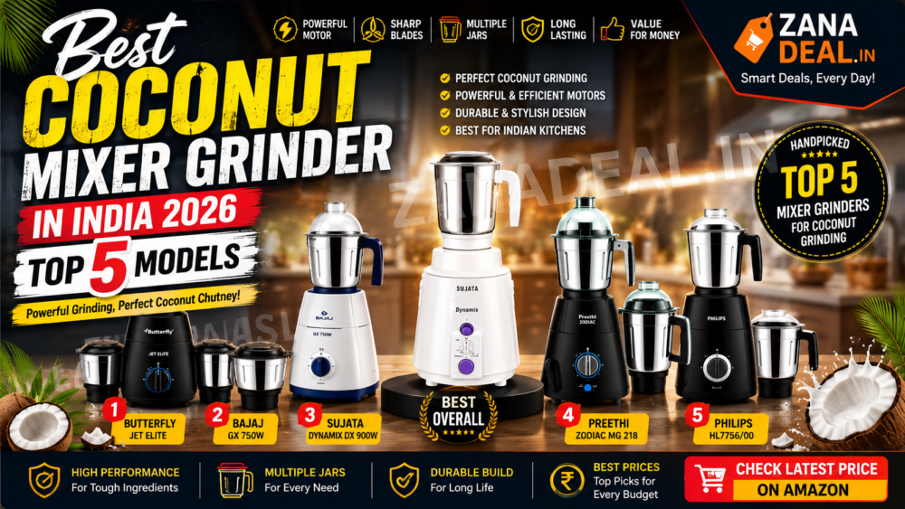 You are currently viewing Best Coconut Mixer Grinder in India 2026 – Top 5 Models Reviewed